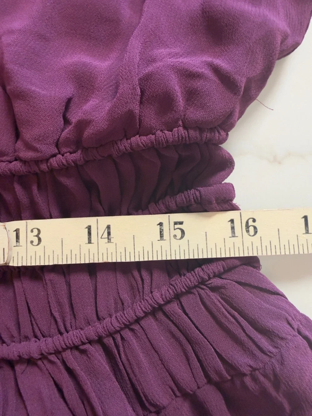 FARM Rio Plum Purple Ruffled Smocked Peasant Blouse